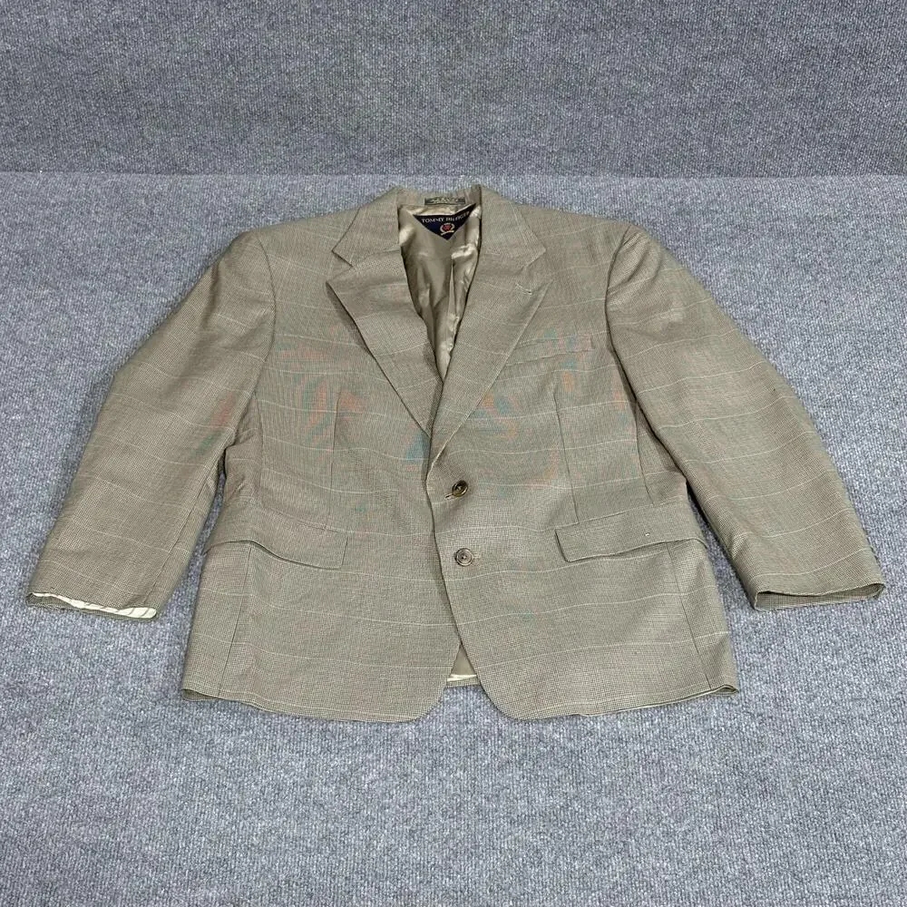 Vintage Tommy Hilfiger Blazer Mens 42R Houndstooth Sport Coat Jacket Union Made